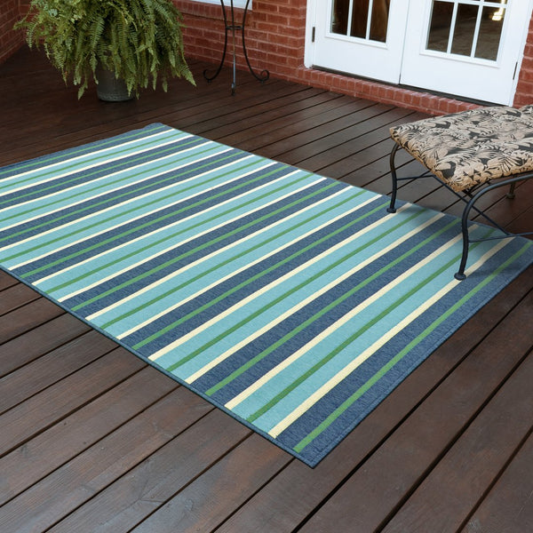 Oriental Weavers Meridian Indoor/Outdoor Area Rug - Vibrant Tricolor Design To Elevate Your Space With Style! Blue,Green Polypropylene M9652f240330st