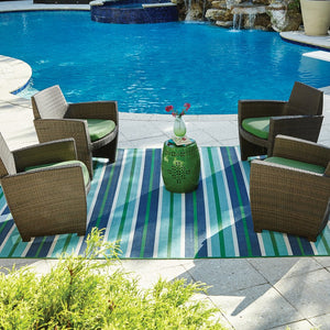 Oriental Weavers Meridian Indoor/Outdoor Area Rug - Vibrant Tricolor Design To Elevate Your Space With Style! Blue,Green Polypropylene M9652f240330st