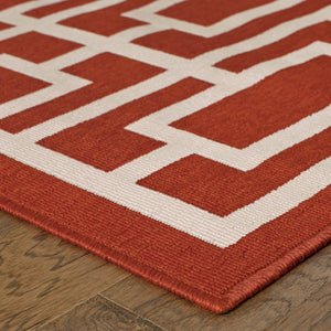 Oriental Weavers Meridian Vibrant Indoor/Outdoor Area Rug With Geometric Patterns - Elevate Your Space Today! Red,Ivory Polypropylene M9754r240330st