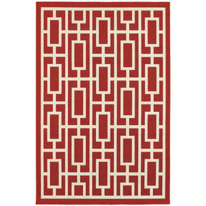 Oriental Weavers Meridian Vibrant Indoor/Outdoor Area Rug With Geometric Patterns - Elevate Your Space Today! Red,Ivory Polypropylene M9754r240330st