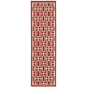 Oriental Weavers Meridian Vibrant Indoor/Outdoor Area Rug With Geometric Patterns - Elevate Your Space Today! Red,Ivory Polypropylene M9754r068230st