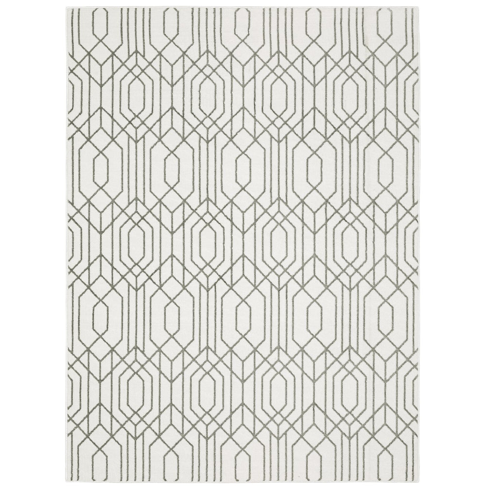 Oriental Weavers Montecito Indoor Area Rug - Elegant Power-loomed Design With Graphic Patterns, Made In Egypt White,Grey Polyester M4158w100153st
