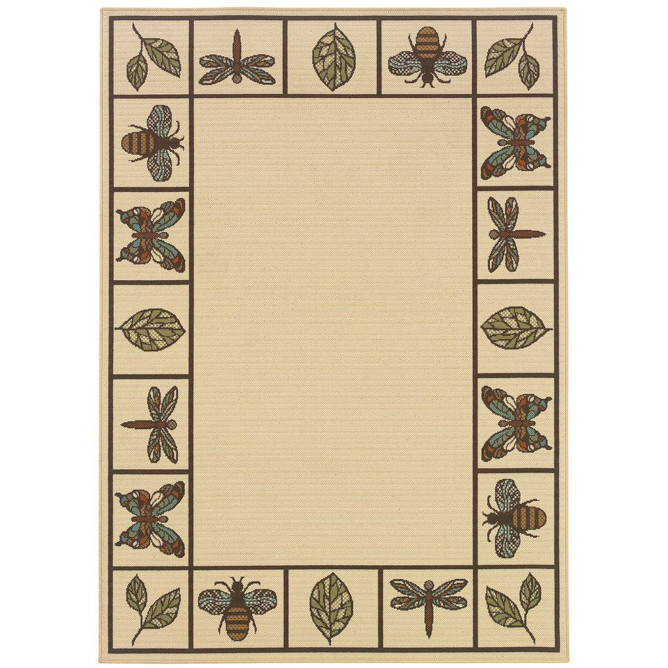 Oriental Weavers Montego Indoor/Outdoor Area Rug - Vibrant Nature-inspired Design For Stylish Home Décor Upgrade Ivory,Brown Polypropylene M2266w200290st