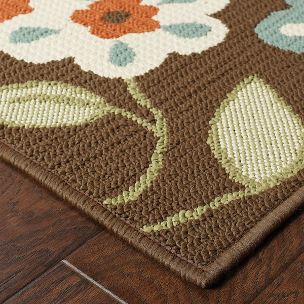 Oriental Weavers Montego Weather-Ready Floral Area Rug In Brown Ivory With Farmhouse Charm, Durable Indoor/Outdoor 129.92'' L x 94.49'' W M2267D240330ST