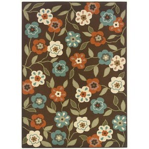 Oriental Weavers Montego Weather-Ready Floral Area Rug In Brown Ivory With Farmhouse Charm, Durable Indoor/Outdoor 129.92'' L x 94.49'' W M2267D240330ST