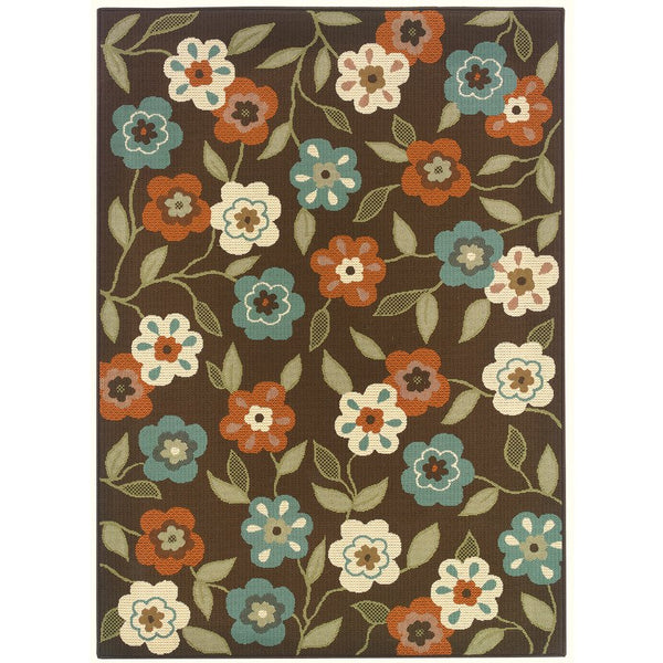 Oriental Weavers Montego Weather-Ready Floral Area Rug In Brown Ivory With Farmhouse Charm, Durable Indoor/Outdoor 129.92'' L x 94.49'' W M2267D240330ST