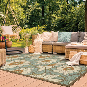Oriental Weavers Montego Indoor/Outdoor Area Rug - Refresh Your Space With Nature-inspired Colors And Textures Blue,Brown Polypropylene M3444m073135st