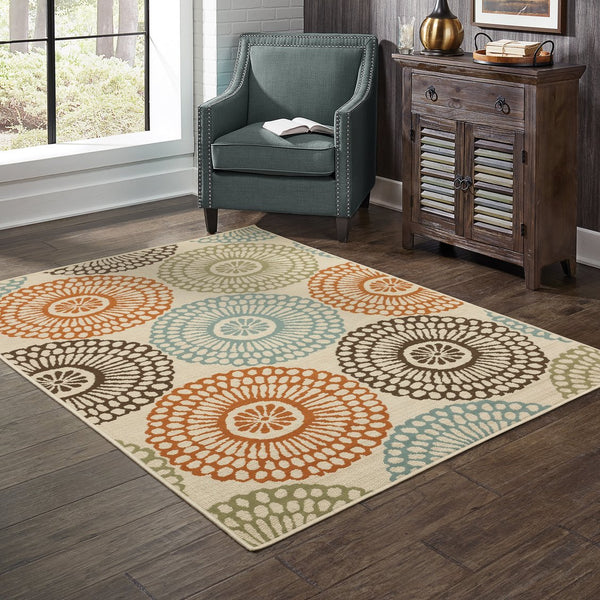 Oriental Weavers Montego Indoor/Outdoor Area Rug - Modern Nature-inspired Design For Stylish Home Decor Beige,Blue Polypropylene M697j6160230st