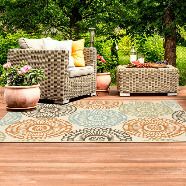 Oriental Weavers Montego Indoor/Outdoor Area Rug - Modern Nature-inspired Design For Stylish Home Decor Beige,Blue Polypropylene M697j6160230st