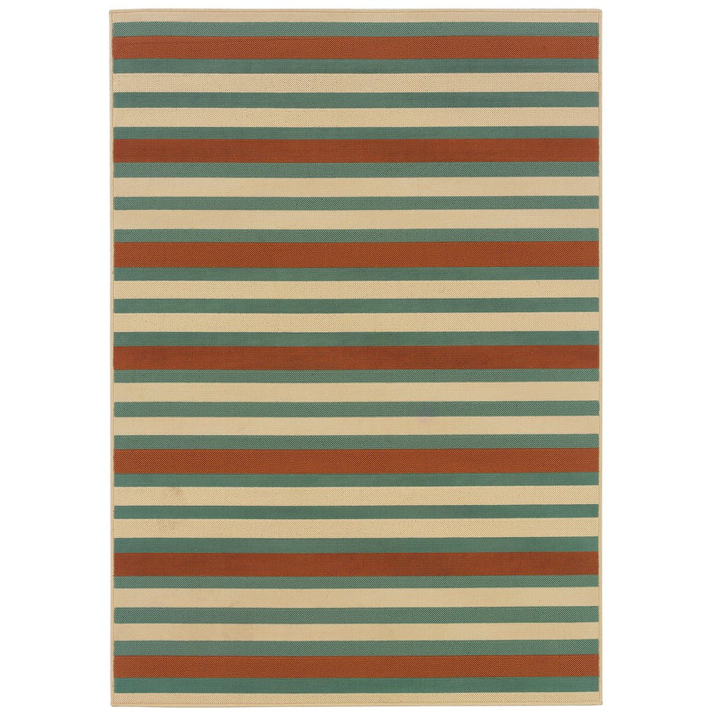 Oriental Weavers Montego Indoor/Outdoor Area Rug - Bright Nature-inspired Colors For Modern Decor And Style Blue,Ivory Polypropylene M6990d259396st