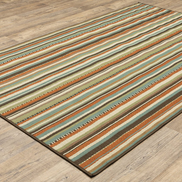 Oriental Weavers Montego Indoor/Outdoor Area Rug - Vibrant Nature-inspired Design For A Stylish Home Refresh Green,Blue Polypropylene M6996c055115st
