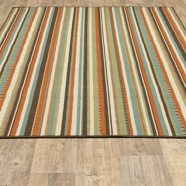 Oriental Weavers Montego Indoor/Outdoor Area Rug - Vibrant Nature-inspired Design For A Stylish Home Refresh Green,Blue Polypropylene M6996c055115st