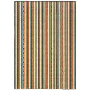 Oriental Weavers Montego Indoor/Outdoor Area Rug - Vibrant Nature-inspired Design For A Stylish Home Refresh Green,Blue Polypropylene M6996c055115st