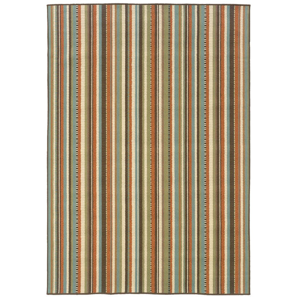 Oriental Weavers Montego Indoor/Outdoor Area Rug - Vibrant Nature-inspired Design For A Stylish Home Refresh Green,Blue Polypropylene M6996c055115st