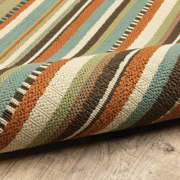 Oriental Weavers Montego Indoor/Outdoor Area Rug - Vibrant Nature-inspired Design For A Stylish Home Refresh Green,Blue Polypropylene M6996c055115st