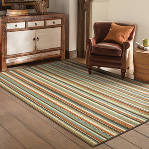 Oriental Weavers Montego Indoor/Outdoor Area Rug - Vibrant Nature-inspired Design For A Stylish Home Refresh Green,Blue Polypropylene M6996c055115st