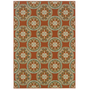 Oriental Weavers Montego Indoor/Outdoor Area Rug – Bright Hues Of Nature, Modern Design & Durable Style For Any Space Orange,Ivory Polypropylene M8323d073135st