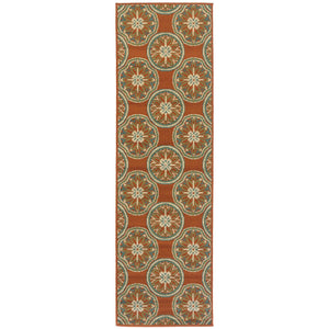 Oriental Weavers Montego Indoor/Outdoor Area Rug – Bright Hues Of Nature, Modern Design & Durable Style For Any Space Orange,Ivory Polypropylene M2323d068230st