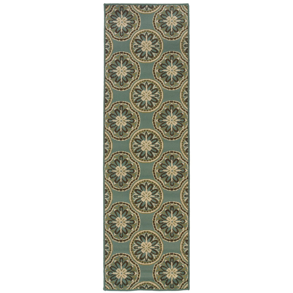 Oriental Weavers Montego Indoor/Outdoor Area Rug - Bright Nature-inspired Colors For Modern And Stylish Spaces Blue,Ivory Polypropylene M8323l068230st