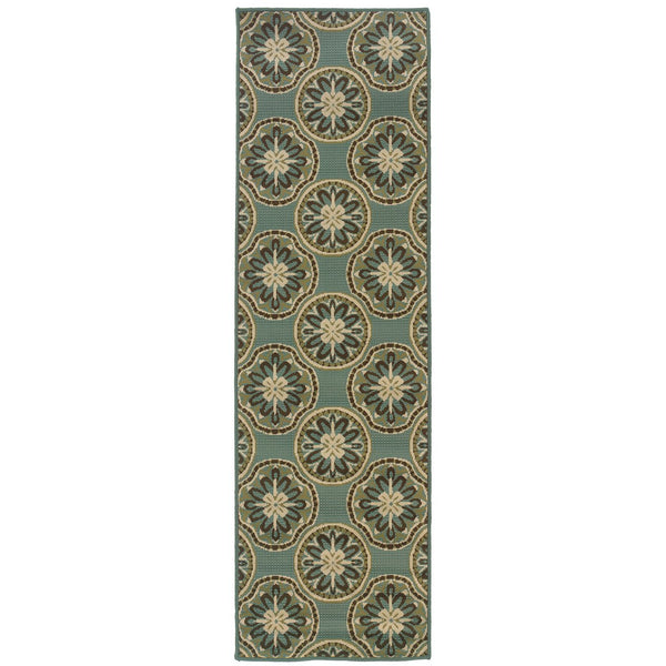 Oriental Weavers Montego Indoor/Outdoor Moroccan Floral Runner Rug 2'3"X7'6" - Weatherproof Polypropylene Charm M8323L068230ST