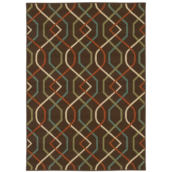 Oriental Weavers Montego Indoor/Outdoor Area Rug - Modern Design With Nature-inspired Hues For Stylish Spaces Brown,Ivory Polypropylene M896n6160230st