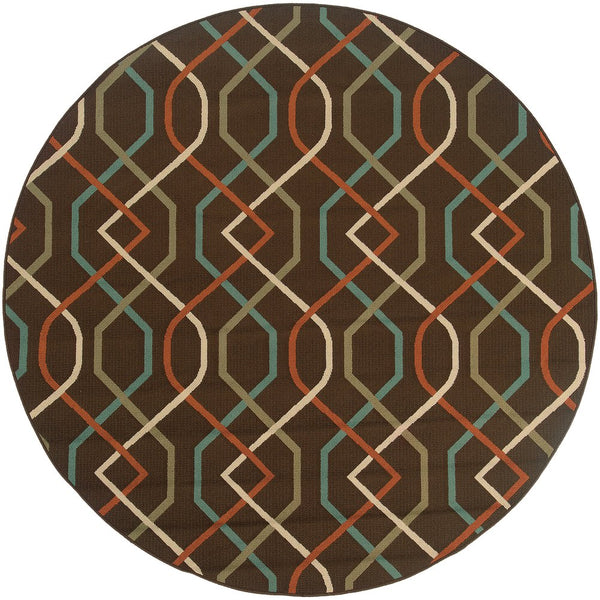 Oriental Weavers Montego Indoor/Outdoor Area Rug - Modern Design With Nature-inspired Hues For Stylish Spaces Brown,Ivory Polypropylene M896n6240rdst