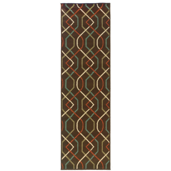 Oriental Weavers Montego Indoor/Outdoor Area Rug - Modern Design With Nature-inspired Hues For Stylish Spaces Brown,Ivory Polypropylene M896n6068230st