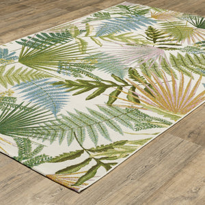 Oriental Weavers Naples Indoor/Outdoor Area Rug - Vibrant Patterns And Textures For Effortless Style And Durability Green,Ivory Polypropylene N1091x300390st