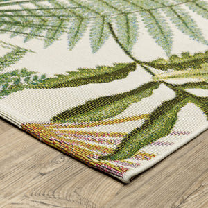 Oriental Weavers Naples Indoor/Outdoor Area Rug - Vibrant Patterns And Textures For Effortless Style And Durability Green,Ivory Polypropylene N1091x300390st