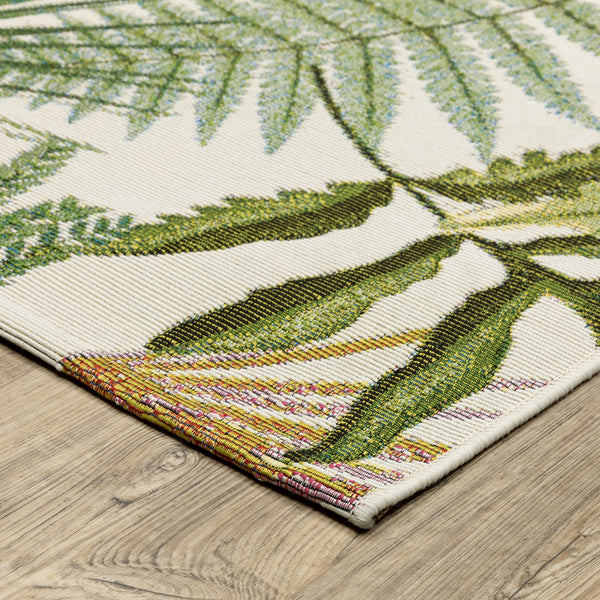 Oriental Weavers Naples Indoor/Outdoor Area Rug - Vibrant Patterns And Textures For Effortless Style And Durability Green,Ivory Polypropylene N1091x300390st