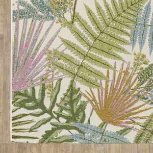 Oriental Weavers Naples Indoor/Outdoor Area Rug - Vibrant Patterns And Textures For Effortless Style And Durability Green,Ivory Polypropylene N1091x300390st