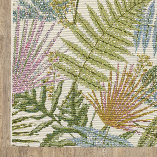 Oriental Weavers Naples Indoor/Outdoor Area Rug - Vibrant Patterns And Textures For Effortless Style And Durability Green,Ivory Polypropylene N1091x300390st