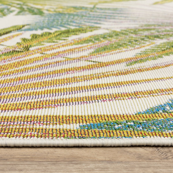 Oriental Weavers Naples Indoor/Outdoor Area Rug - Vibrant Patterns And Textures For Effortless Style And Durability Green,Ivory Polypropylene N1091x300390st