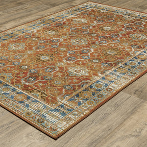 Oriental Weavers Naples 1204x Vibrant Indoor/Outdoor Area Rug - Durable, Fade Resistant, And Easy Care Design Rust,Blue Polypropylene N1204x300390st