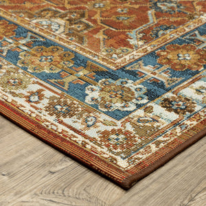 Oriental Weavers Naples 1204x Vibrant Indoor/Outdoor Area Rug - Durable, Fade Resistant, And Easy Care Design Rust,Blue Polypropylene N1204x300390st