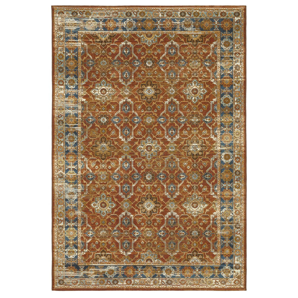 Oriental Weavers Naples Indoor/Outdoor Area Rug - Vibrant Patterns, Easy Care, And Fade Resistant - Perfect For Any Space Rust,Blue Polypropylene N1204x200285st