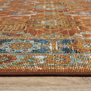 Oriental Weavers Naples 1204x Vibrant Indoor/Outdoor Area Rug - Durable, Fade Resistant, And Easy Care Design Rust,Blue Polypropylene N1204x300390st