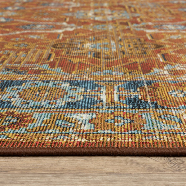 Oriental Weavers Naples 1204x Vibrant Indoor/Outdoor Area Rug - Durable, Fade Resistant, And Easy Care Design Rust,Blue Polypropylene N1204x300390st