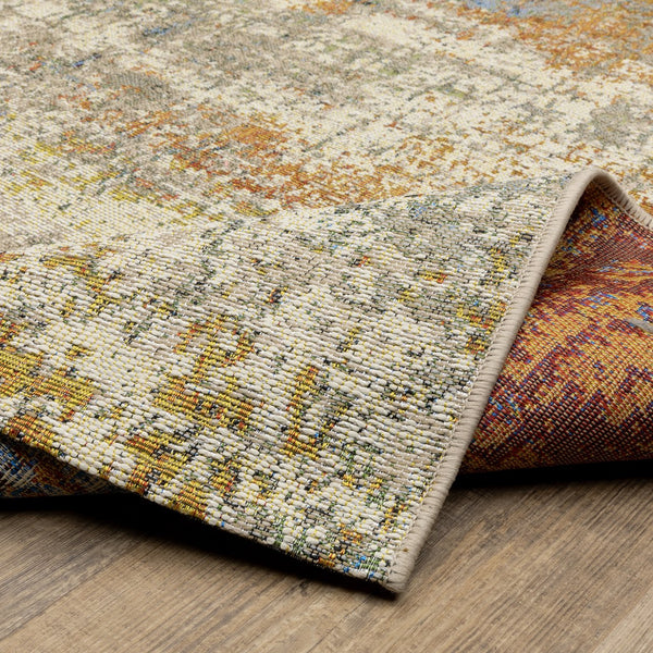 Oriental Weavers Naples Indoor/Outdoor Area Rug - Vibrant Patterns, Easy Care, And Fade Resistant For Any Space Beige,Orange Polypropylene N292xi200285st