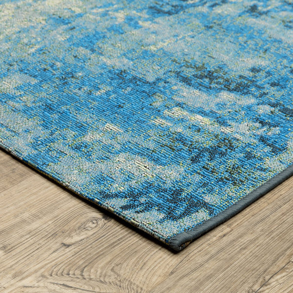 Oriental Weavers Naples Distressed Abstract Indoor/Outdoor Rug 6'7"X9'4" — Beige & Blue Fade‑Resistant Polypropylene N359XI200285ST