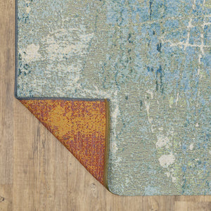 Oriental Weavers Naples Distressed Abstract Indoor/Outdoor Rug 6'7"X9'4" — Beige & Blue Fade‑Resistant Polypropylene N359XI200285ST