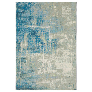 Oriental Weavers Naples Distressed Abstract Indoor/Outdoor Rug 6'7"X9'4" — Beige & Blue Fade‑Resistant Polypropylene N359XI200285ST