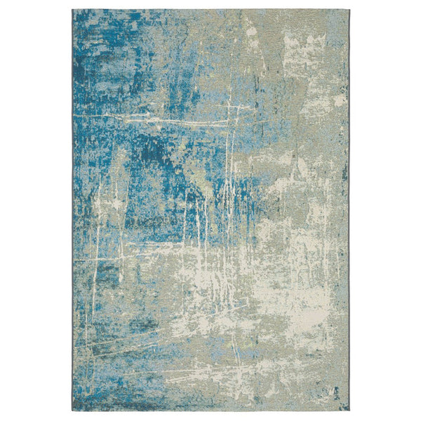 Oriental Weavers Naples Distressed Abstract Indoor/Outdoor Rug 6'7"X9'4" — Beige & Blue Fade‑Resistant Polypropylene N359XI200285ST