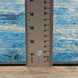 Oriental Weavers Naples Distressed Abstract Indoor/Outdoor Rug 6'7"X9'4" — Beige & Blue Fade‑Resistant Polypropylene N359XI200285ST