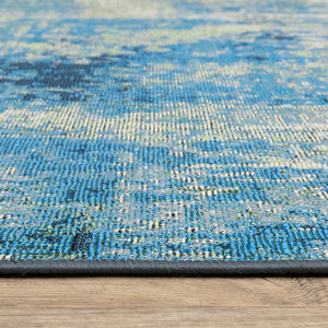 Oriental Weavers Naples Distressed Abstract Indoor/Outdoor Rug 6'7"X9'4" — Beige & Blue Fade‑Resistant Polypropylene N359XI200285ST