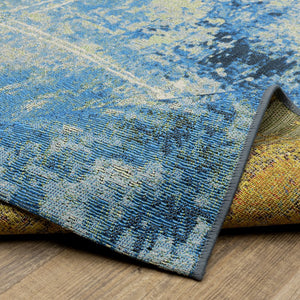 Oriental Weavers Naples Distressed Abstract Indoor/Outdoor Rug 6'7"X9'4" — Beige & Blue Fade‑Resistant Polypropylene N359XI200285ST