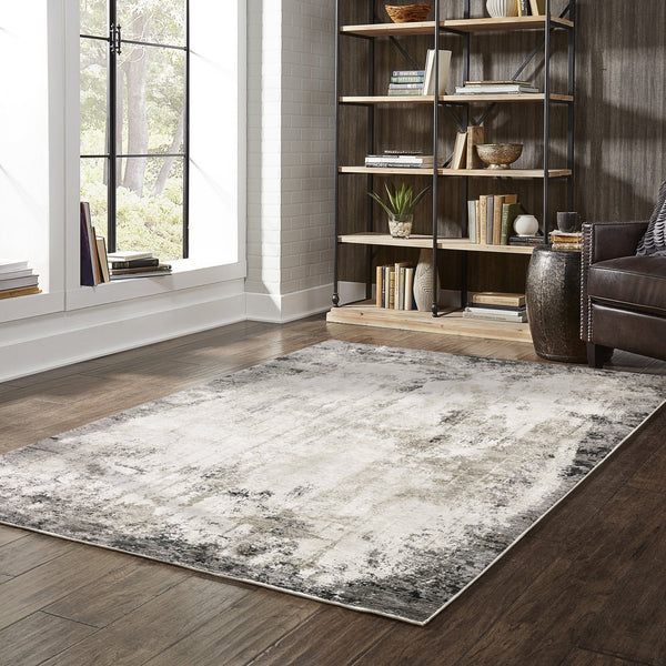 Oriental Weavers Nebulous Soft Polyester Indoor Area Rug – Modern Abstract Design In Beautiful Neutral Shades Grey,Ivory Polyester N7151e100153st