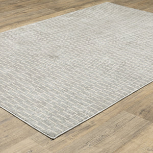 Oriental Weavers Oliver High-Low Geometric Area Rug In Grey Beige — Soft Polyester, Machine-Woven, Modern Charm 59.84'' L x 39.37'' W OOLV01100152ST