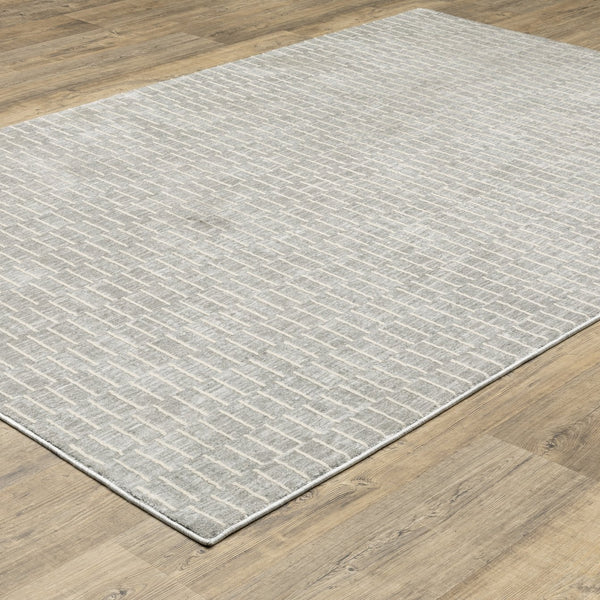 Oriental Weavers Oliver High-Low Geometric Area Rug In Grey Beige — Soft Polyester, Machine-Woven, Modern Charm 59.84'' L x 39.37'' W OOLV01100152ST