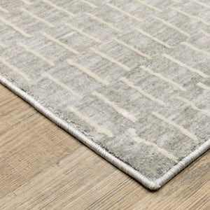 Oriental Weavers Oliver Modern Grey Beige Runner Rug 2'3" X 7'6" — Soft High-Low Polyester Pile, Geometric Basketweave Appeal OOLV01068230ST